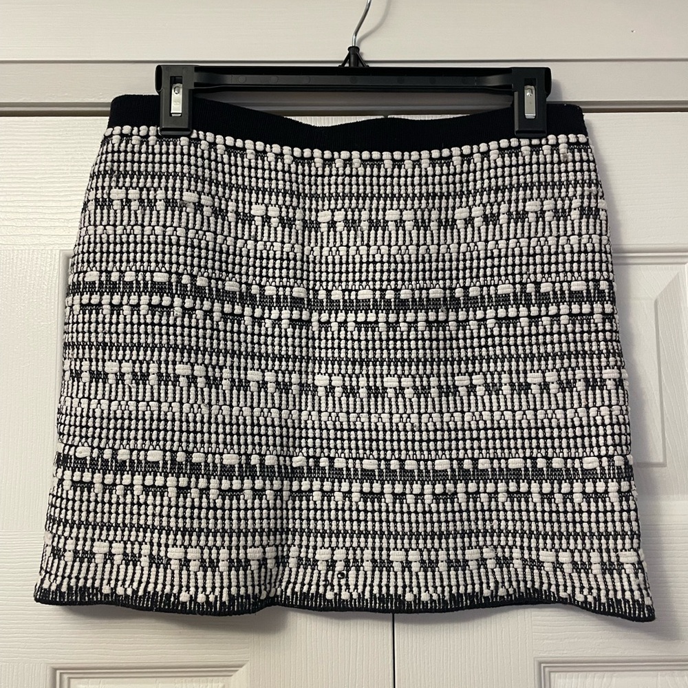 Helmut Lang Black and White Textured Mini Skirt